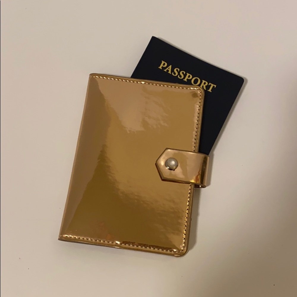 Rose gold metallic passport holder